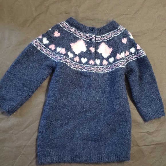 Sweater Tunic Unicorn Hearts Design Blue Pink Long Sleeve 3-6 Month Size - Picture 2 of 2